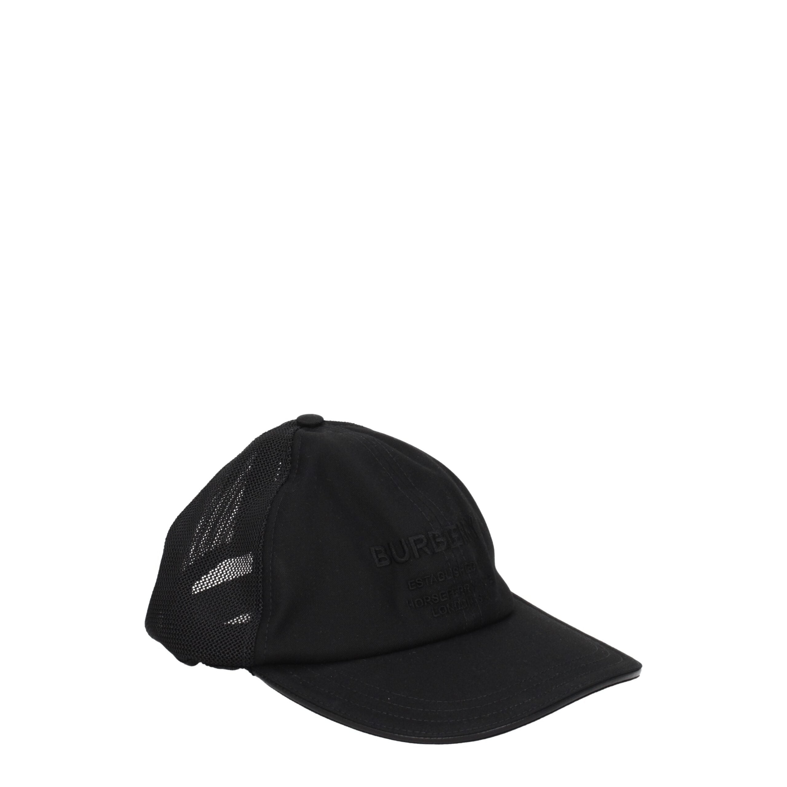 Cappello Baseball Burberry in Cotone Nero, Logo Frontale
