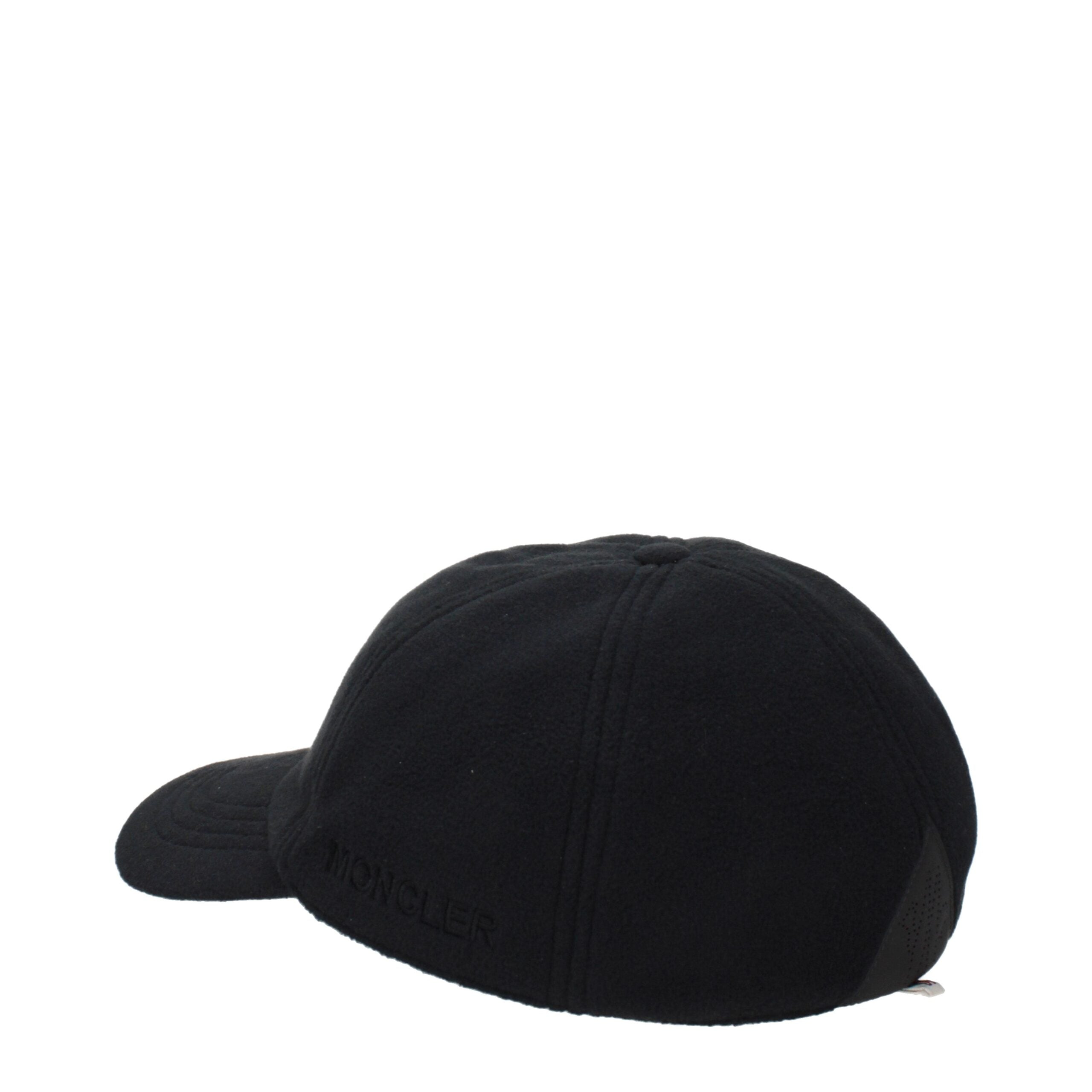 Cappello Baseball Moncler in Poliestere Nero con Triplo Logo