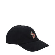 Cappello Baseball Moncler in Poliestere Nero con Triplo Logo