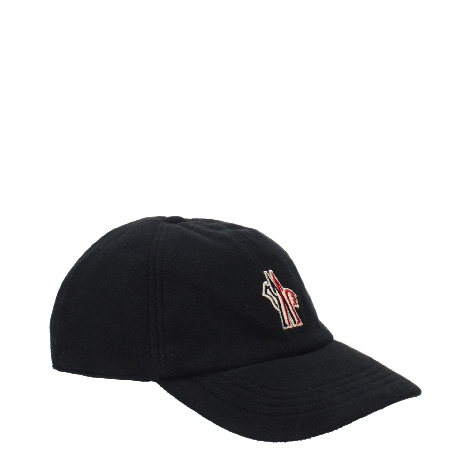 Cappello Baseball Moncler in Poliestere Nero con Triplo Logo