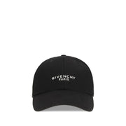 Givenchy Black Cotton Twill Baseball Hat with Logo Metal Buckle