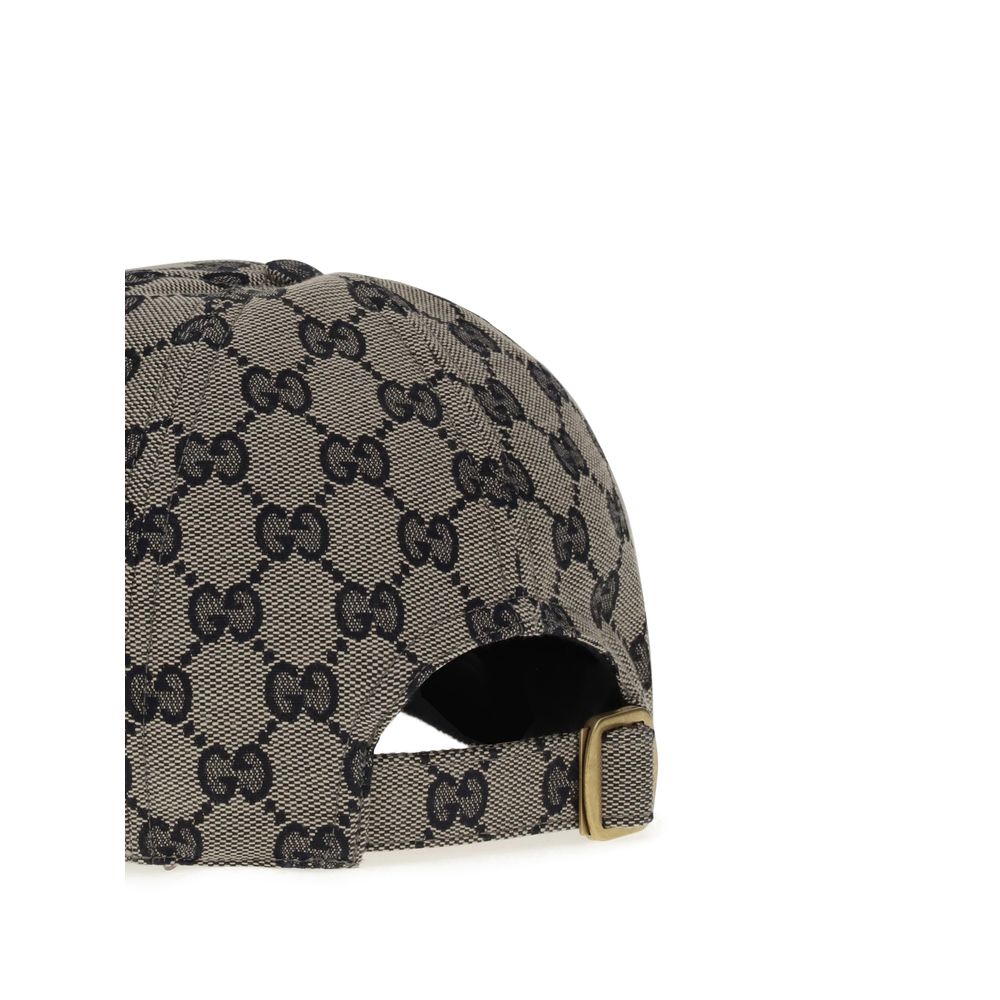 Cappello Gucci Baseball Beige in Jacquard GG Supreme e Web Stripe su Visiera