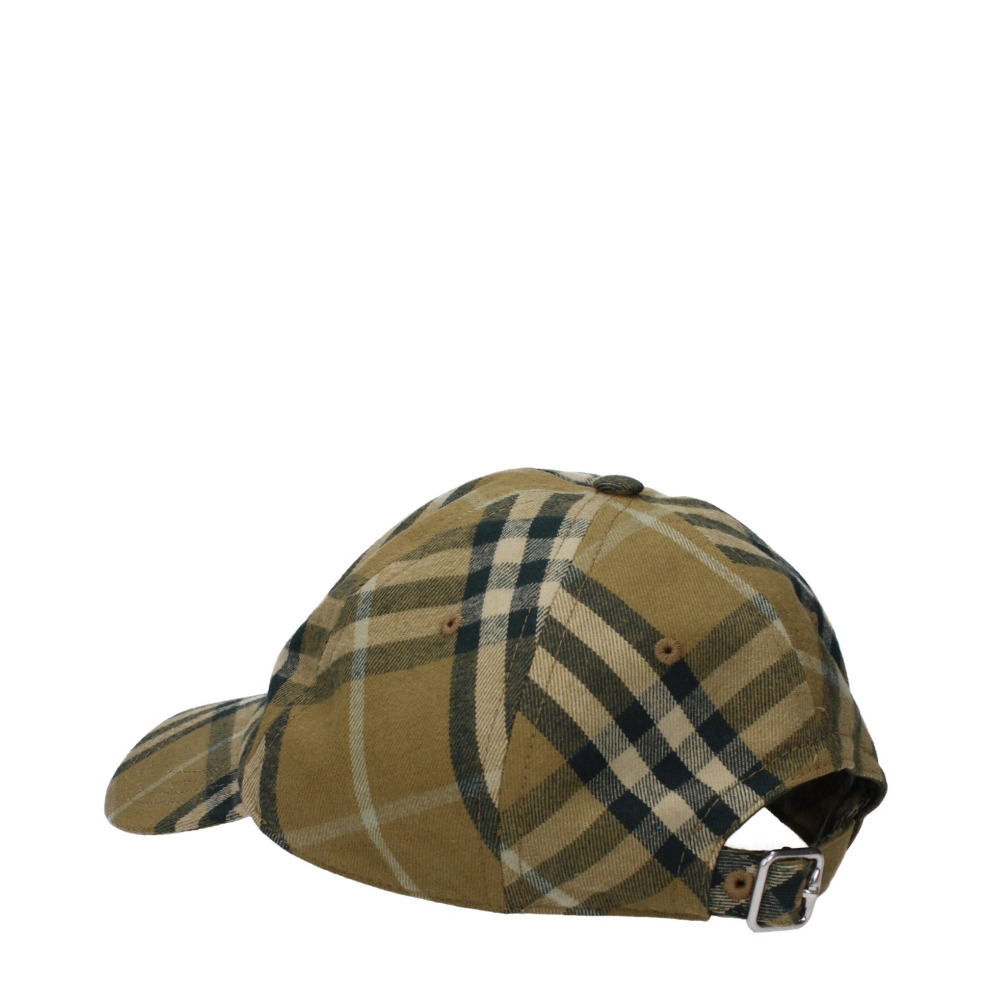 Cappello da Baseball Burberry Check in Cotone Verde