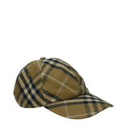 Cappello da Baseball Burberry Check in Cotone Verde
