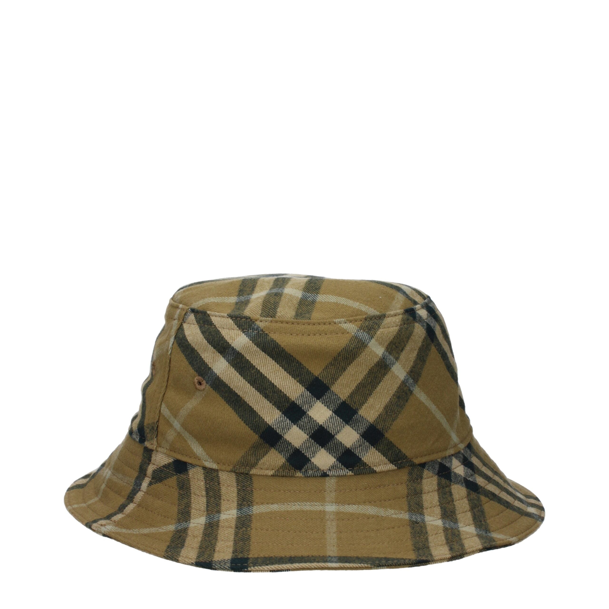Cappello da Pescatore Burberry Check in Cotone Verde