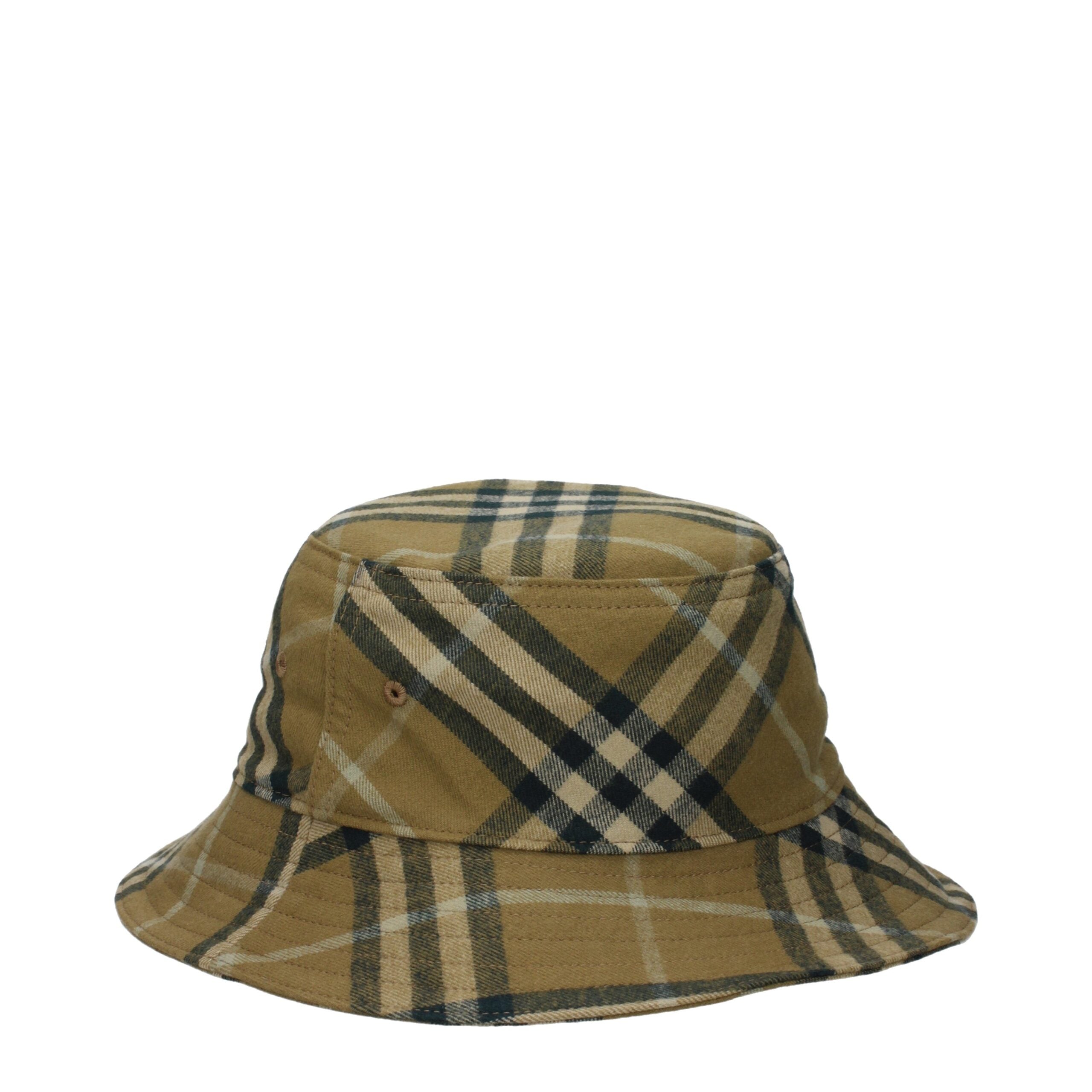 Cappello da Pescatore Burberry Check in Cotone Verde
