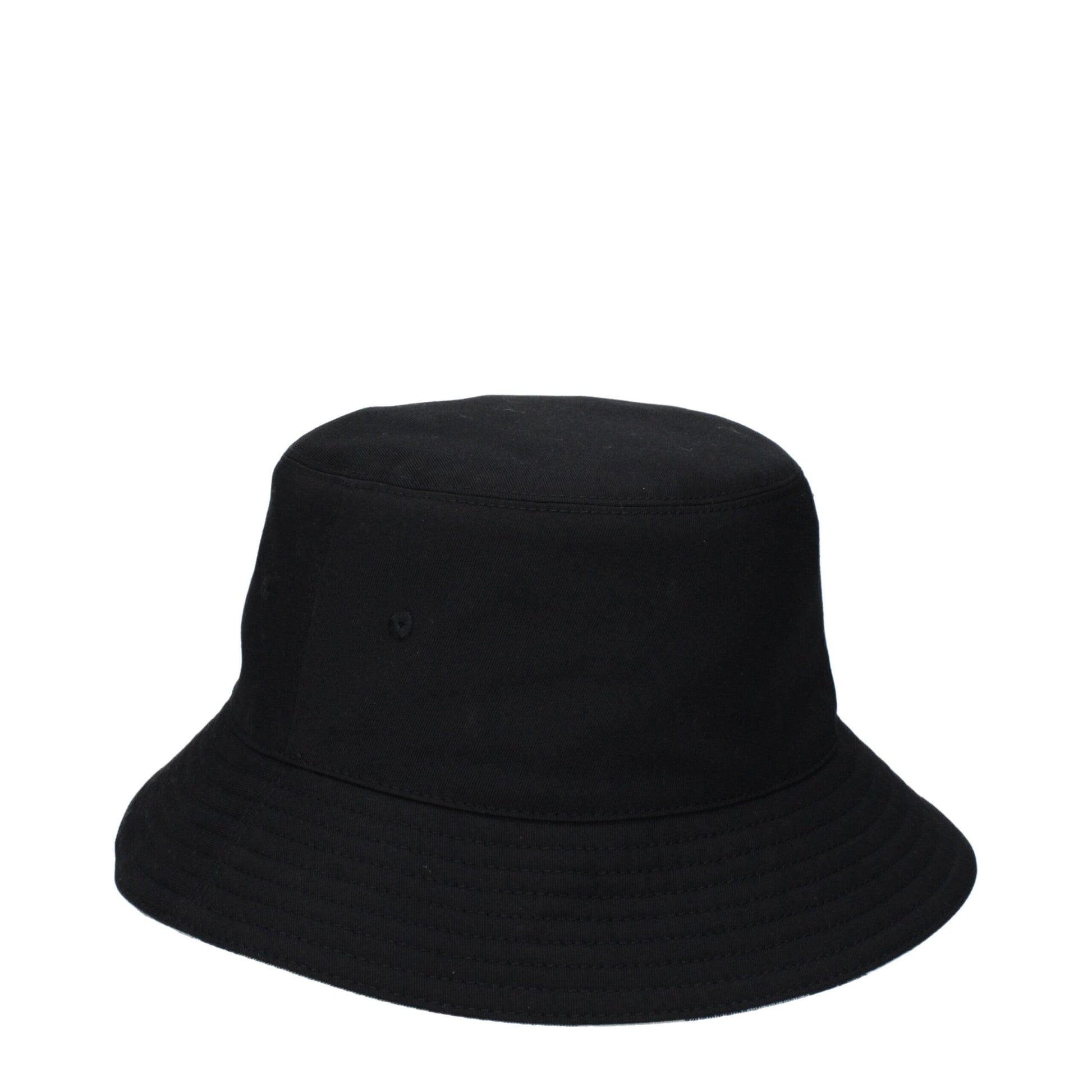 Cappello da Pescatore Burberry Check in Tessuto Nero, Logo Posteriore