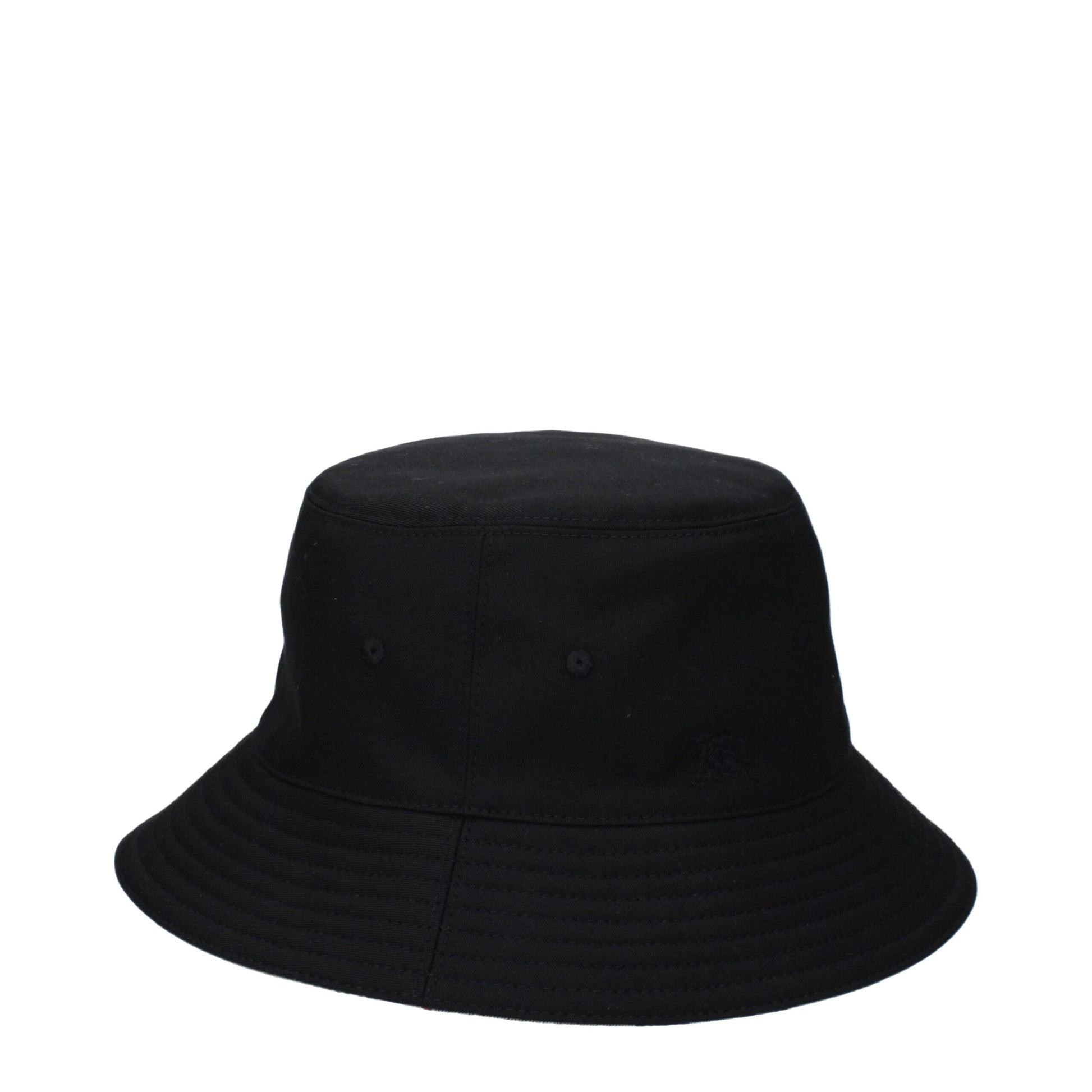 Cappello da Pescatore Burberry Check in Tessuto Nero, Logo Posteriore