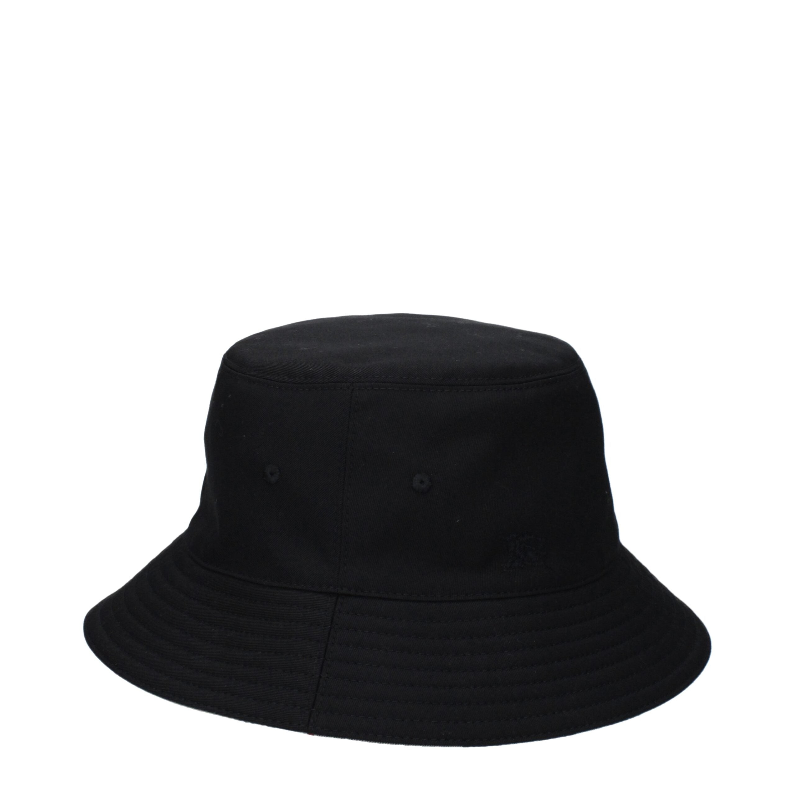 Cappello da Pescatore Burberry Check in Tessuto Nero, Logo Posteriore