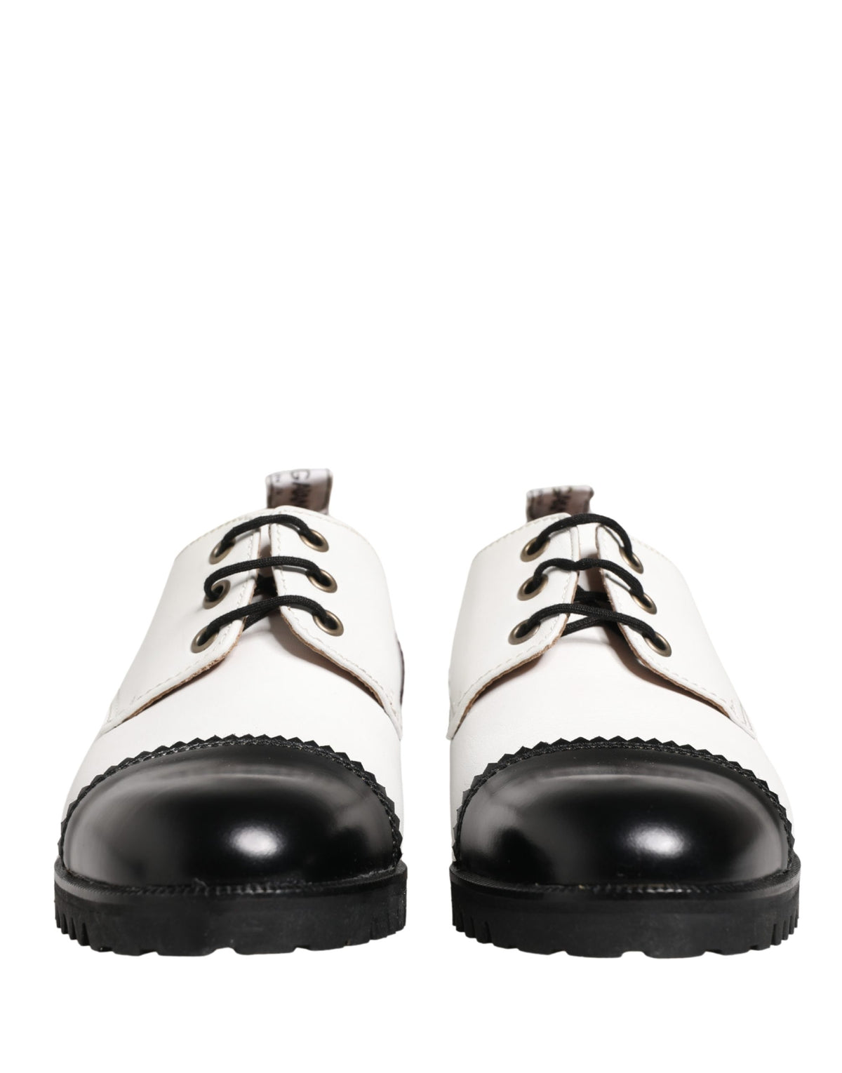 Cesare Paciotti Black White Leather Derby Shoes