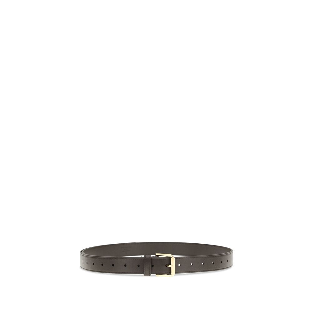 Cintura Givenchy Voyou Lunga Marrone in Pelle di Vitello, Dettaglio Gold-Tone (3 cm)