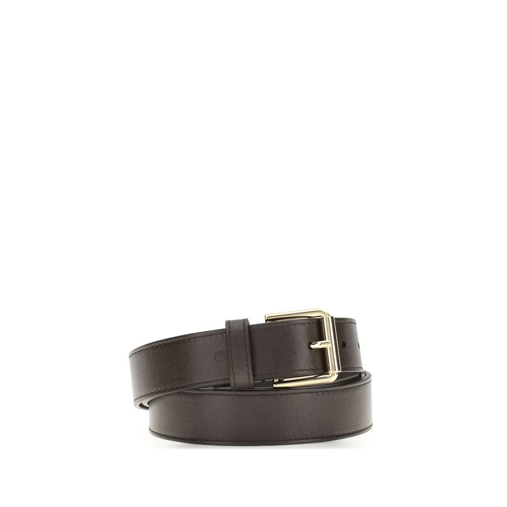Cintura Givenchy Voyou Lunga Marrone in Pelle di Vitello, Dettaglio Gold-Tone (3 cm)
