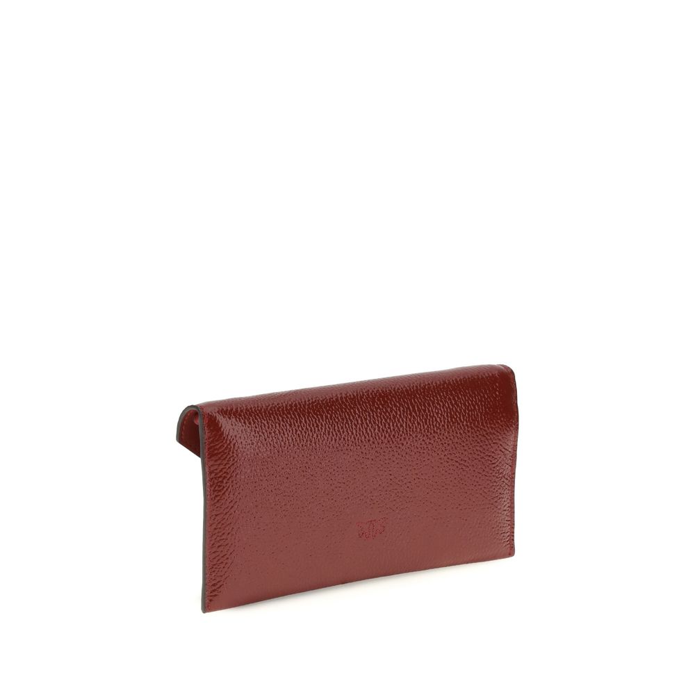 Clutch Pinko Love Birds Tracolla in Pelle di Vitello Bordeaux