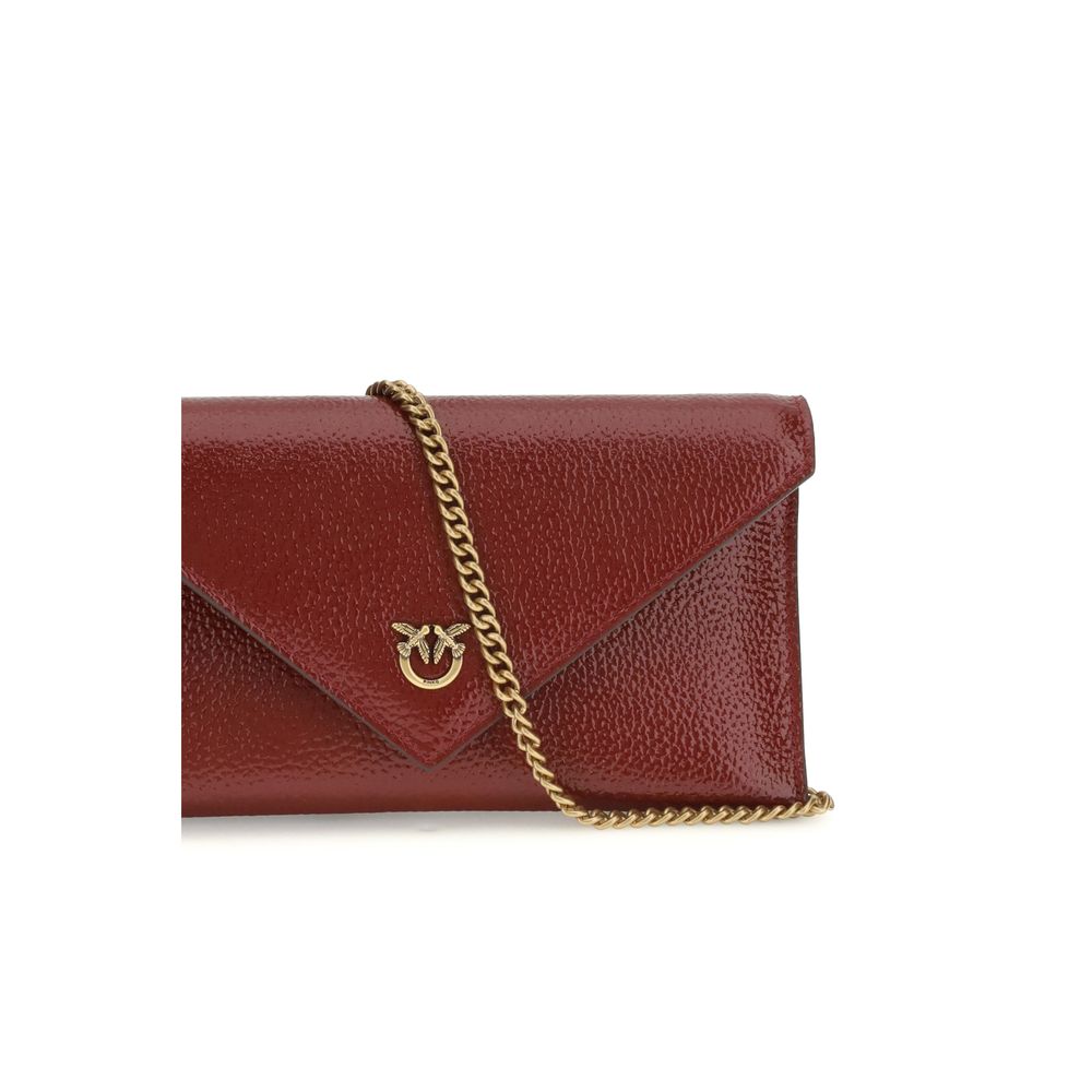 Clutch Pinko Love Birds Tracolla in Pelle di Vitello Bordeaux