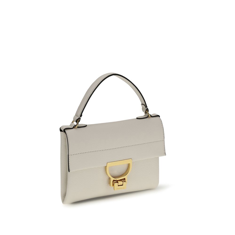 Coccinelle Arlettis Mini Clutch/Borsa a Mano in Pelle Martellata Panna