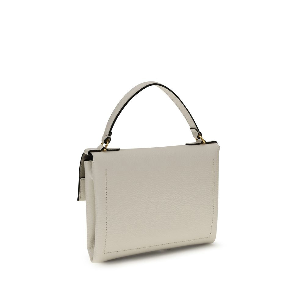 Coccinelle Arlettis Mini Clutch/Borsa a Mano in Pelle Martellata Panna