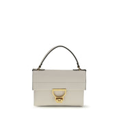 Coccinelle Arlettis Mini Clutch/Borsa a Mano in Pelle Martellata Panna