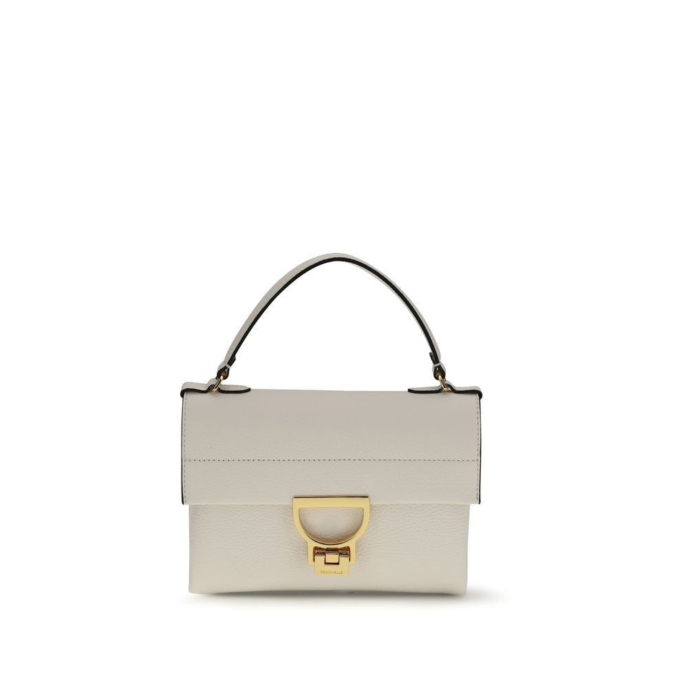 Coccinelle Arlettis Mini Clutch/Borsa a Mano in Pelle Martellata Panna