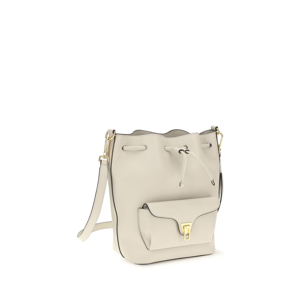 Coccinelle Beige Calf Leather Bos Taurus Bucket Bag