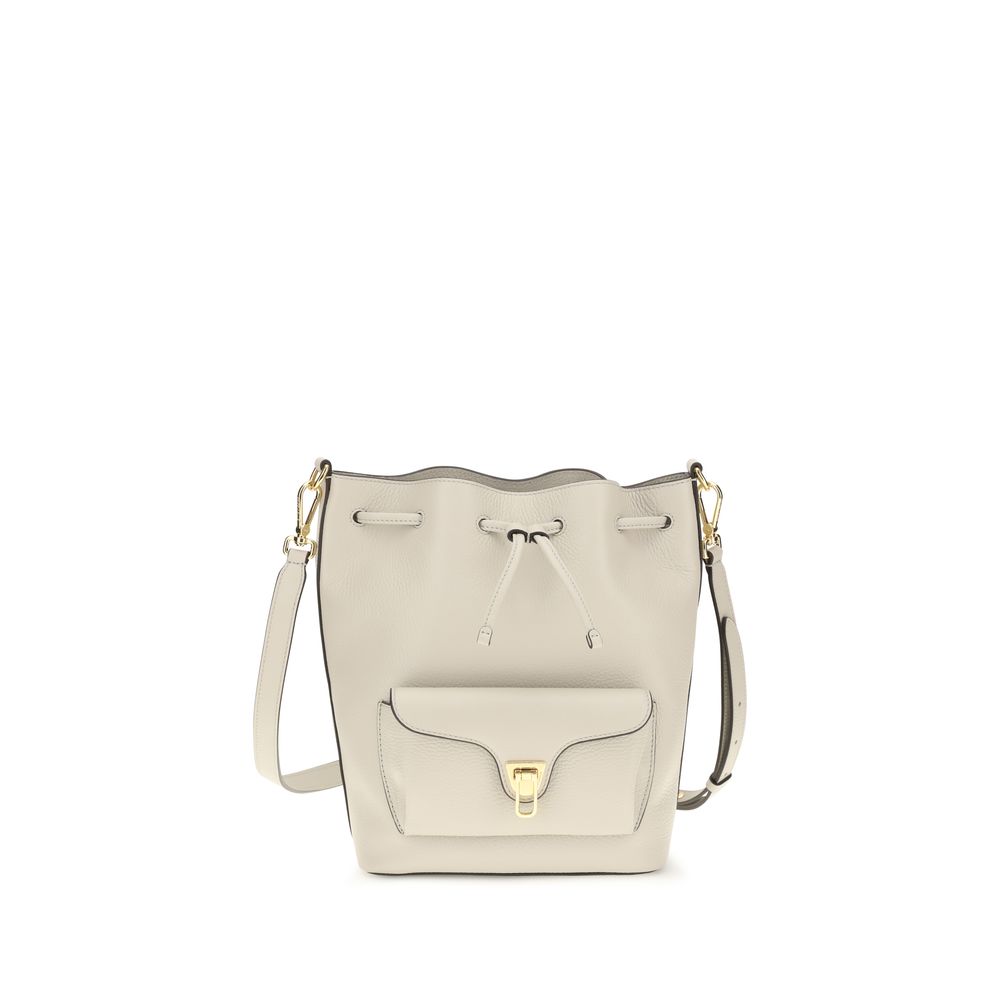 Coccinelle Beige Calf Leather Bos Taurus Bucket Bag