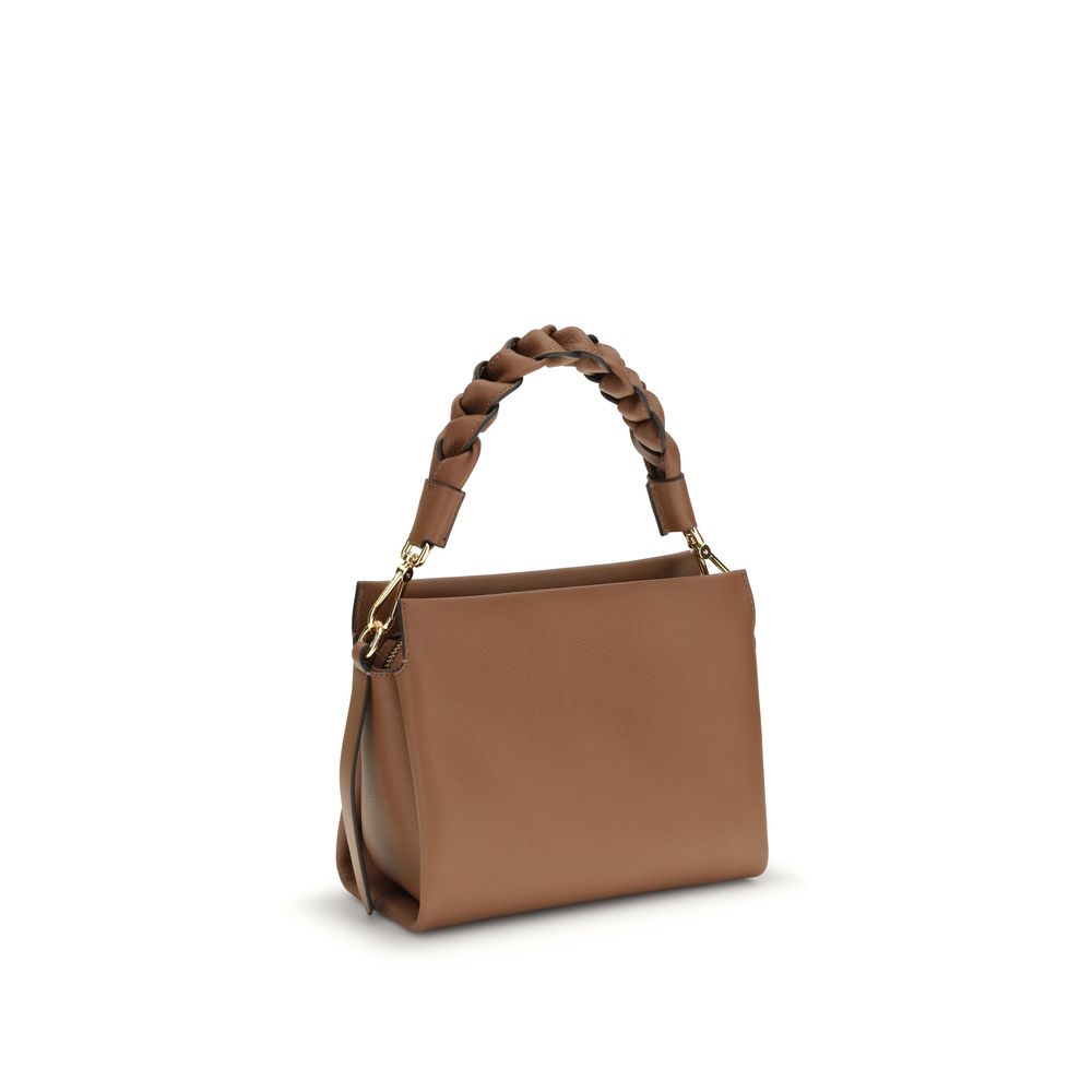 Coccinelle Boheme Borsa a Spalla in Pelle Martellata Beige Manico Intrecciato
