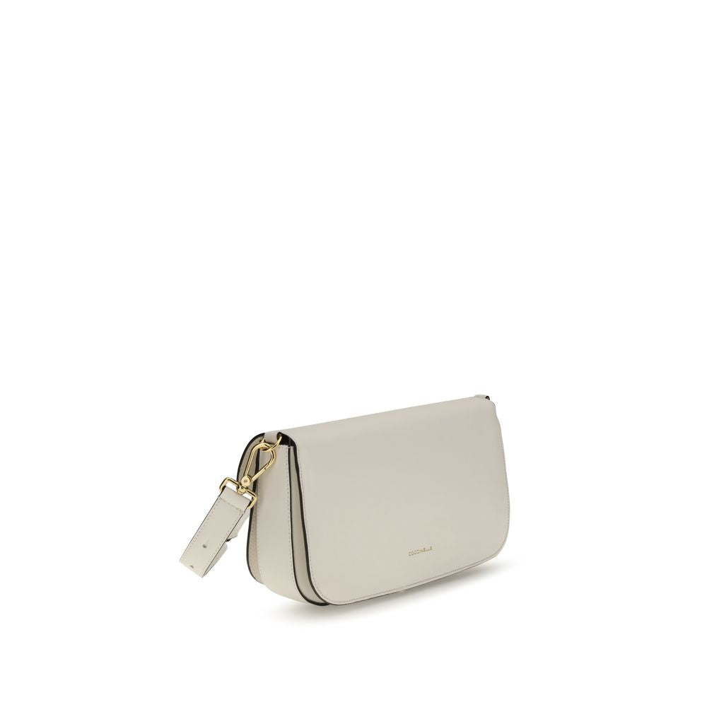 Coccinelle C-Me Borsa a Spalla Grande in Pelle Liscia Panna