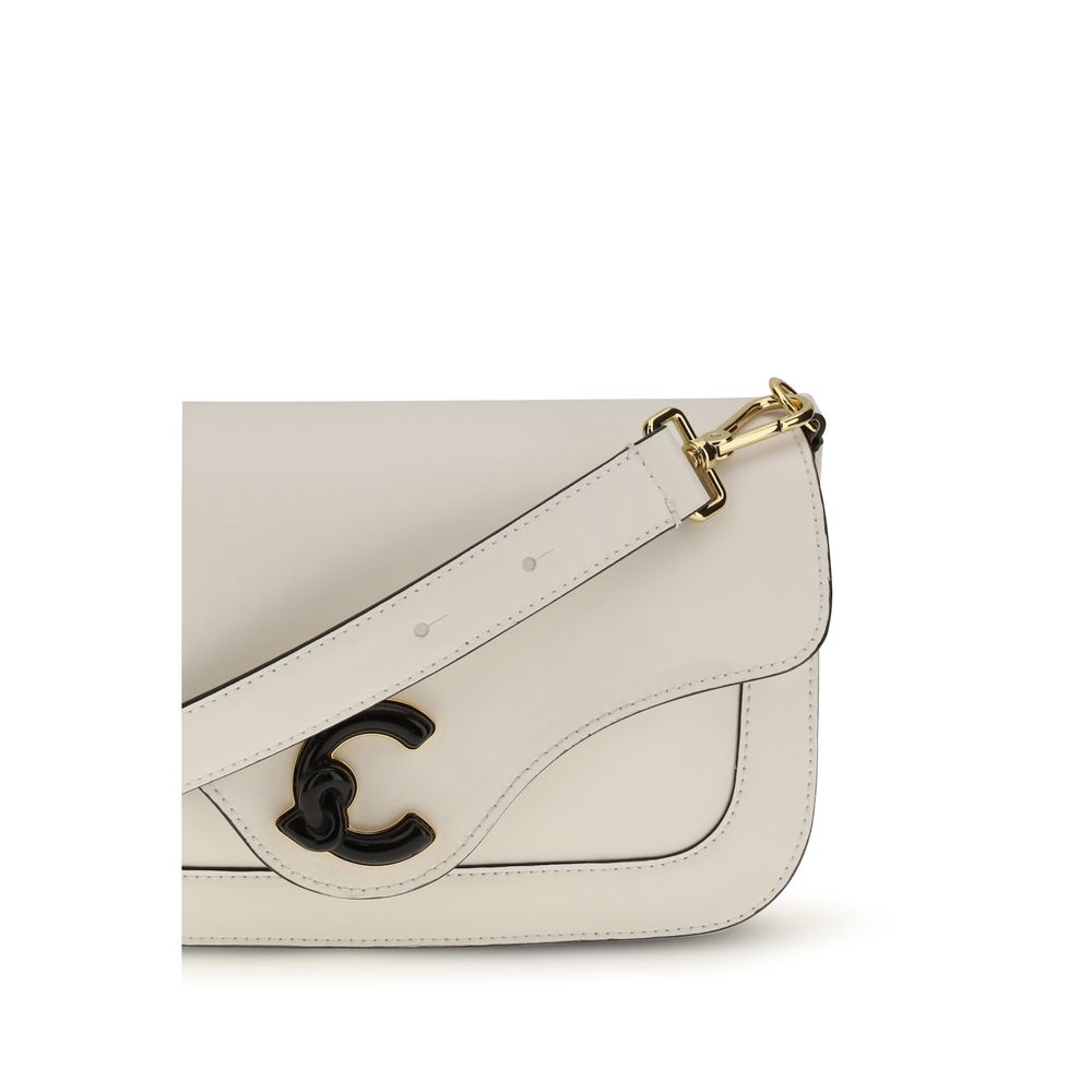 Coccinelle C-Me Borsa a Spalla Grande in Pelle Liscia Panna