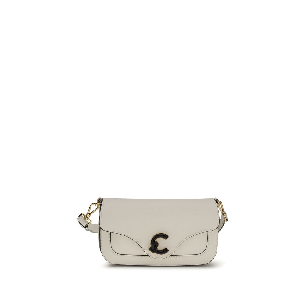 Coccinelle C-Me Borsa a Spalla Grande in Pelle Liscia Panna