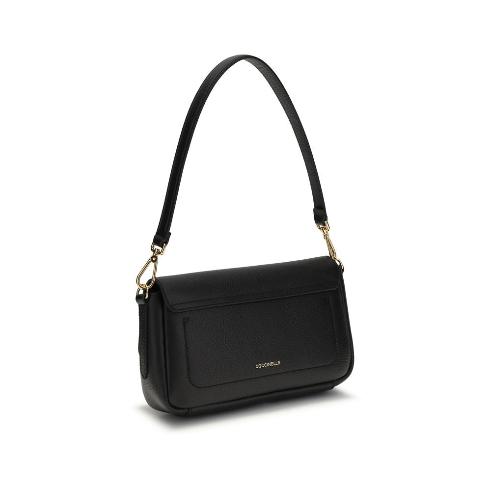 Coccinelle C-Me Lock Borsa a Spalla Grande in Pelle Martellata Nera