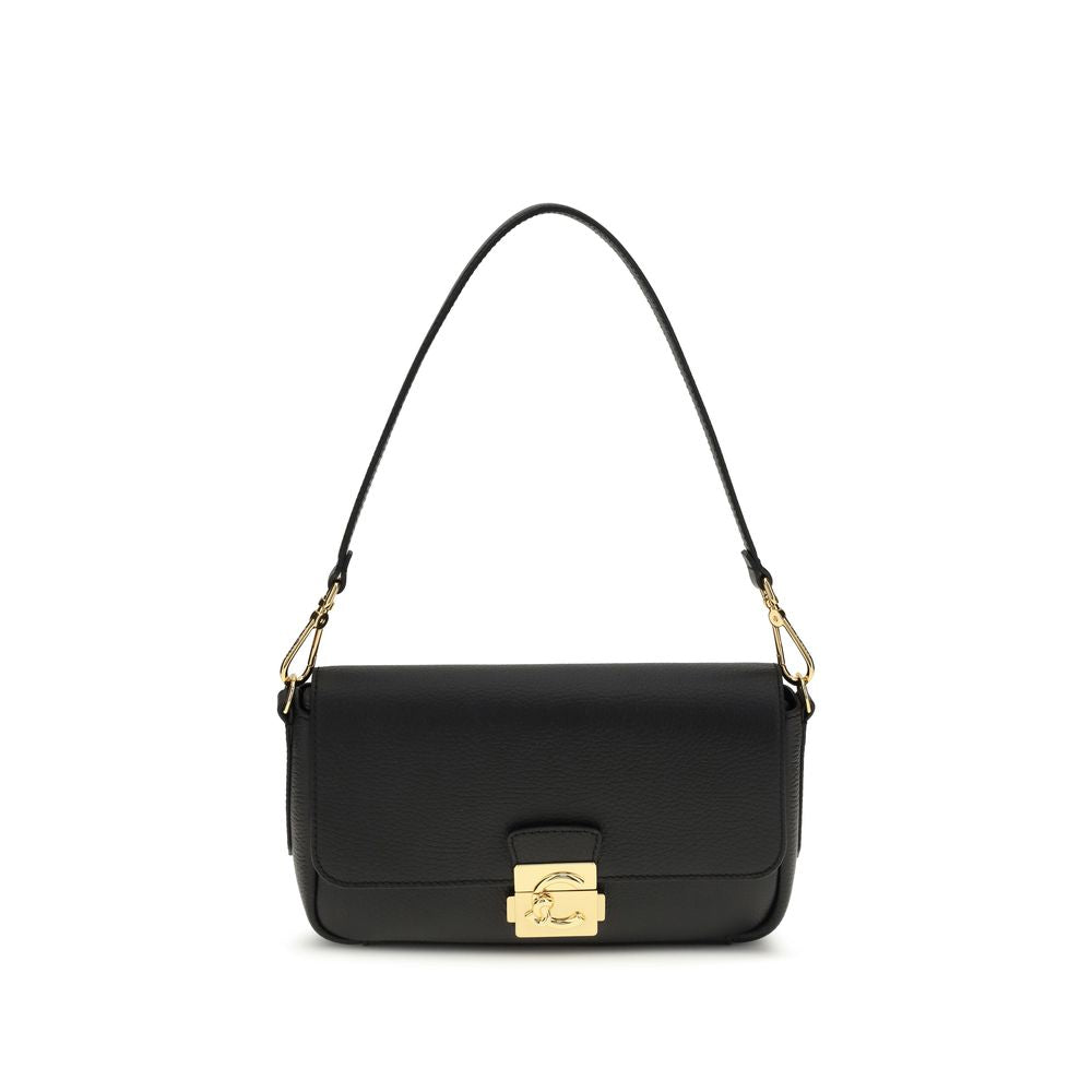 Coccinelle C-Me Lock Borsa a Spalla Grande in Pelle Martellata Nera