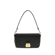 Coccinelle C-Me Lock Borsa a Spalla Grande in Pelle Martellata Nera