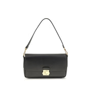 Coccinelle C-Me Lock Borsa a Spalla Media in Pelle Martellata Nera