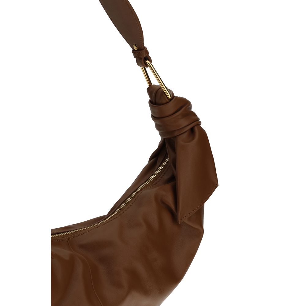 Coccinelle Furoshiki Borsa a Spalla in Pelle Liscia Marrone