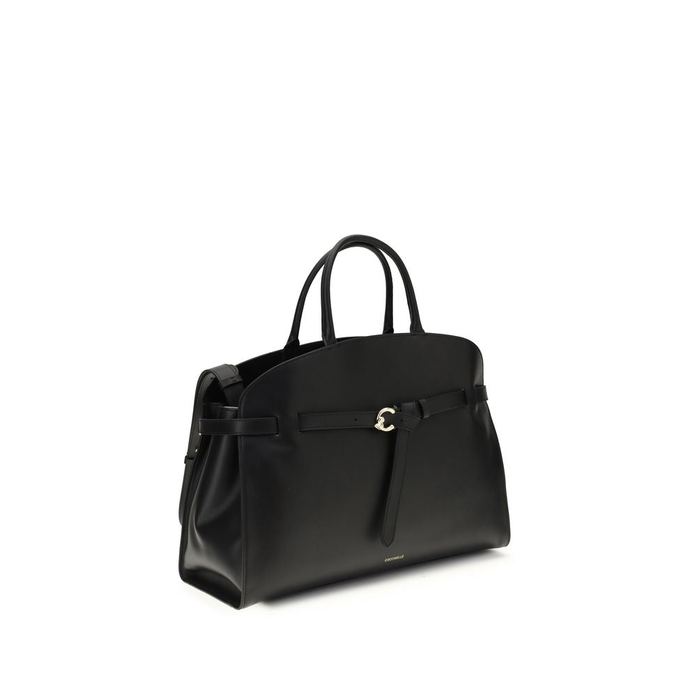 Coccinelle Sabine Borsa a Mano Grande in Pelle Liscia Nera