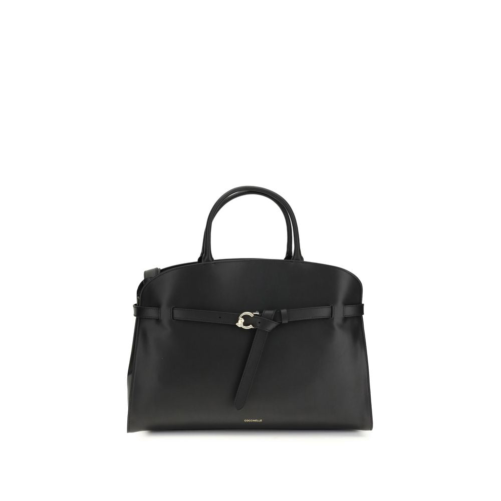 Coccinelle Sabine Borsa a Mano Grande in Pelle Liscia Nera