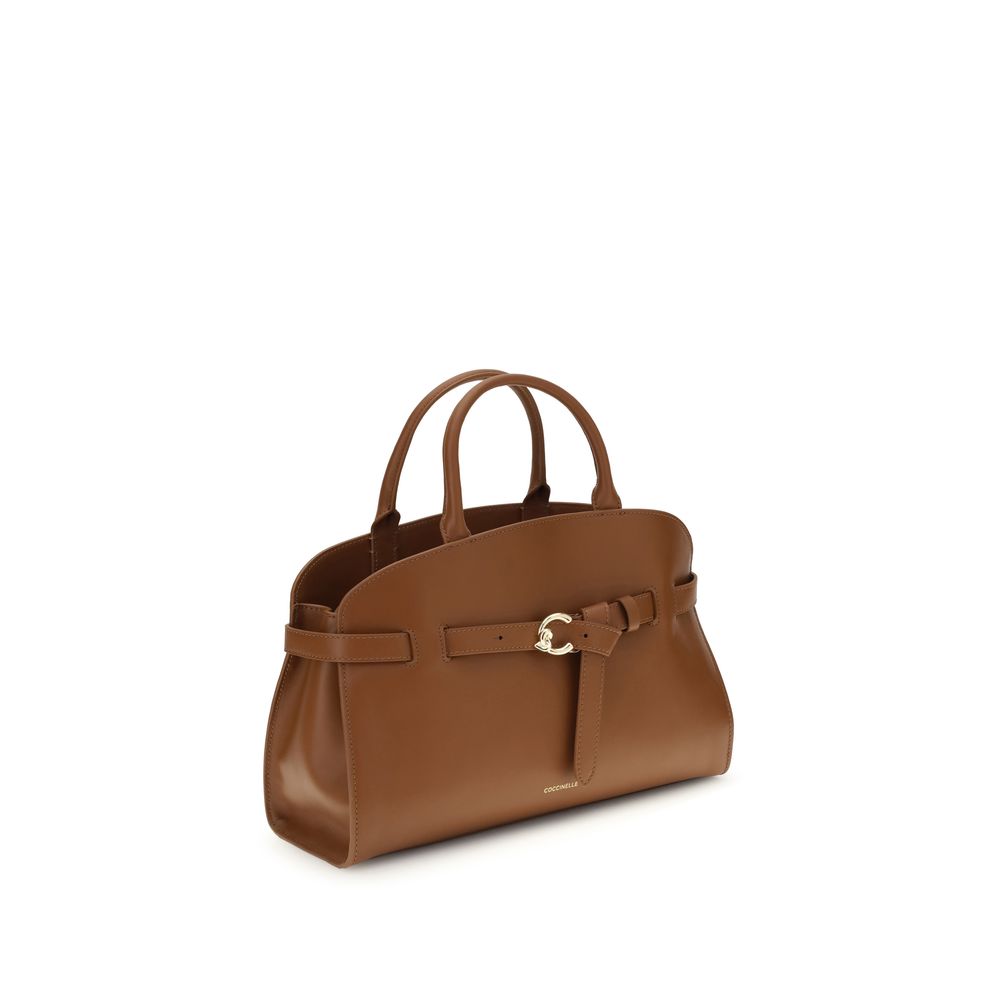 Coccinelle Sabine Borsa a Mano Media in Pelle Liscia Marrone
