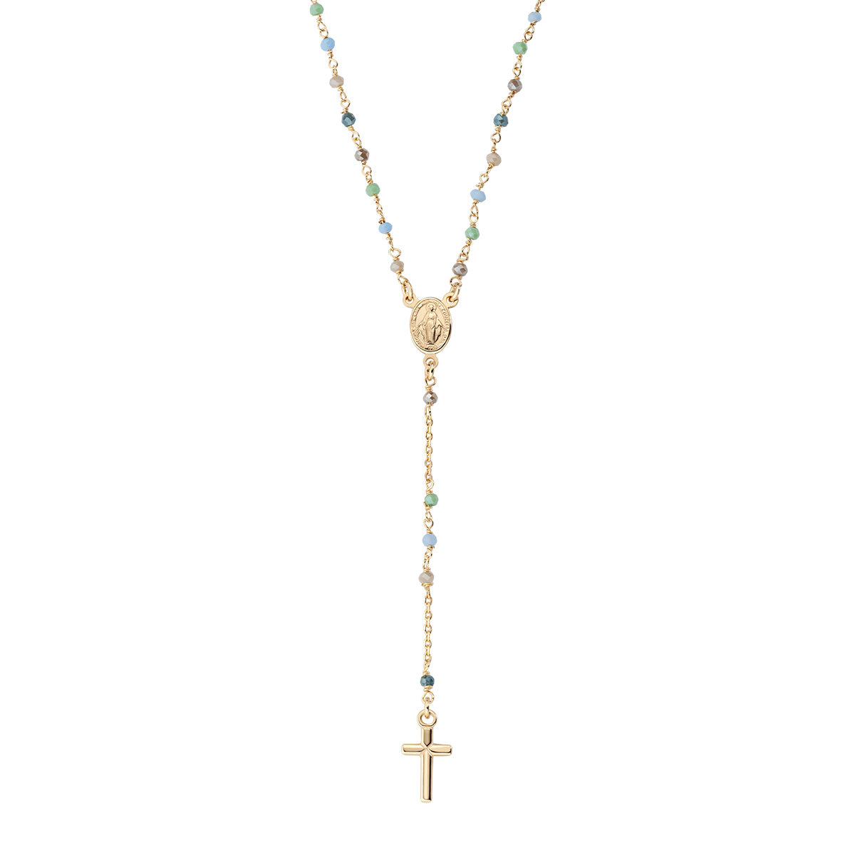 Amen Women's Rosary Necklace with Crystals CRO25GMUV4