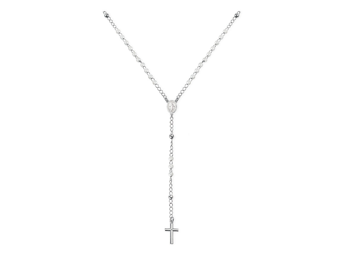 Amen unisex rosary necklace with pearls CROBB4