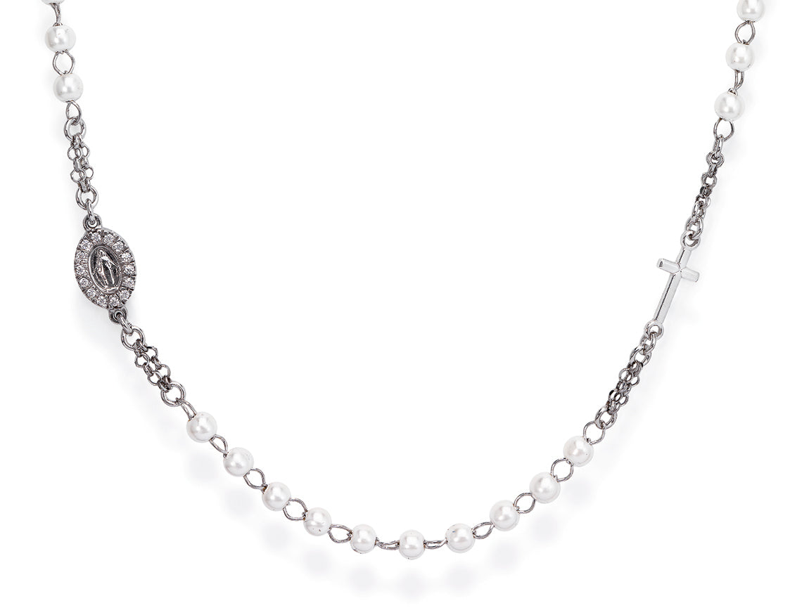 Amen necklace for women with rosaries and pearls CROBBZ-M3