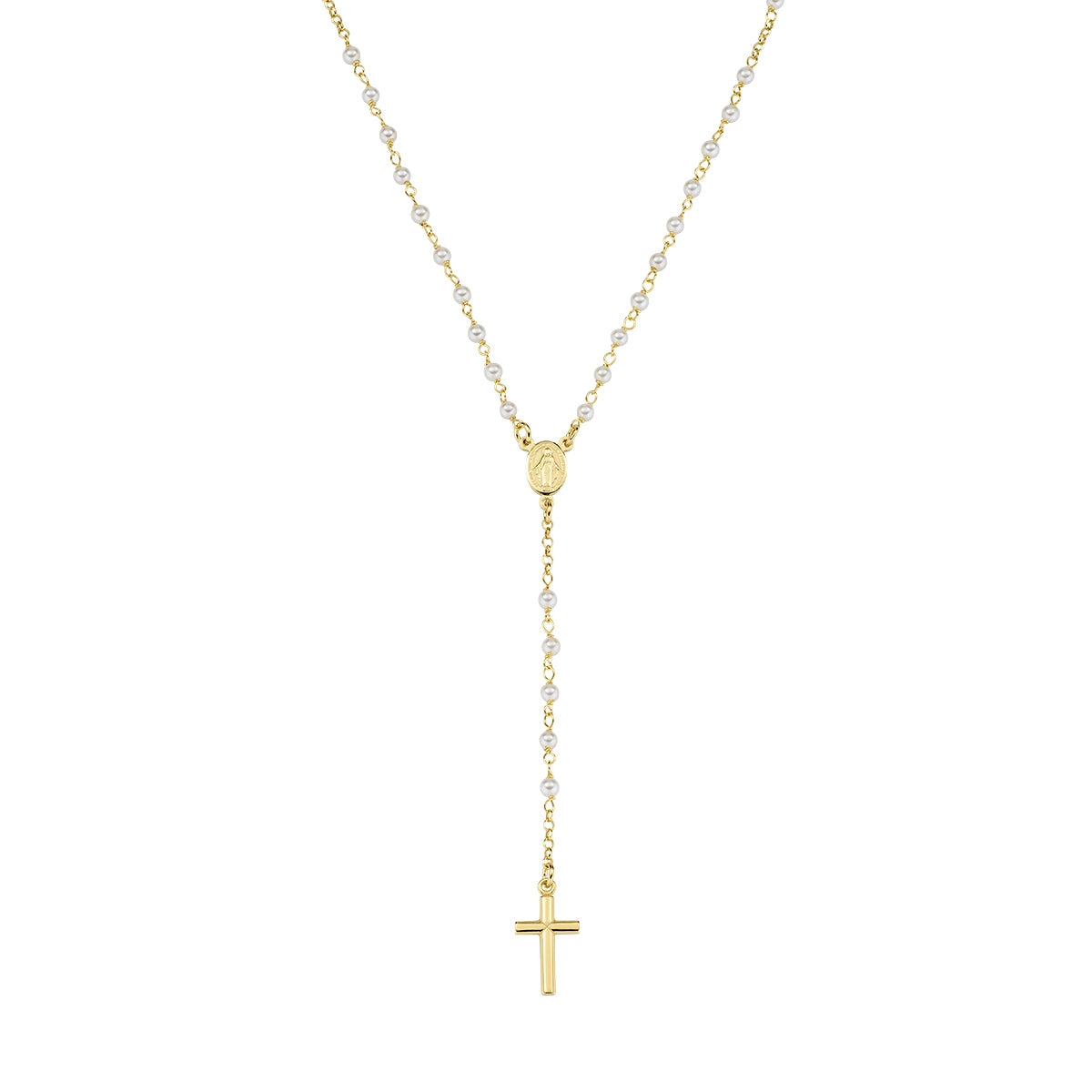 Amen Unisex Rosary Necklace with Pearls CROGPSW4