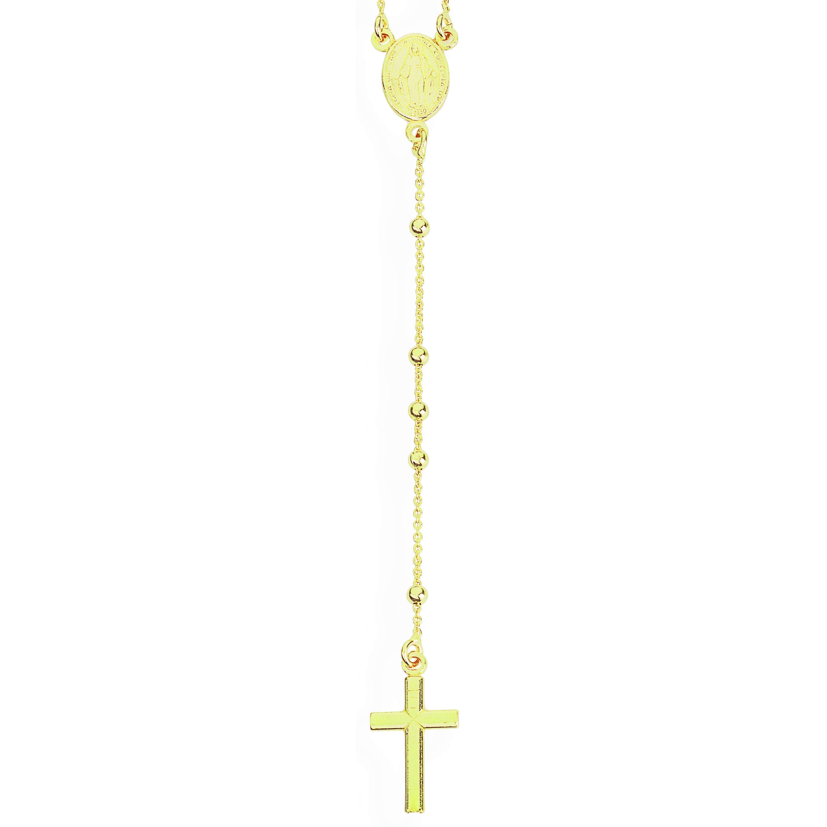 Amen Unisex Rosary Necklace in Silver CRO25G