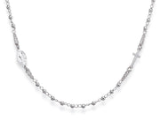 Amen Unisex Rosary Necklace in Silver CROB3