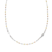 Amen women's rosary necklace in silver CROBBRGD3