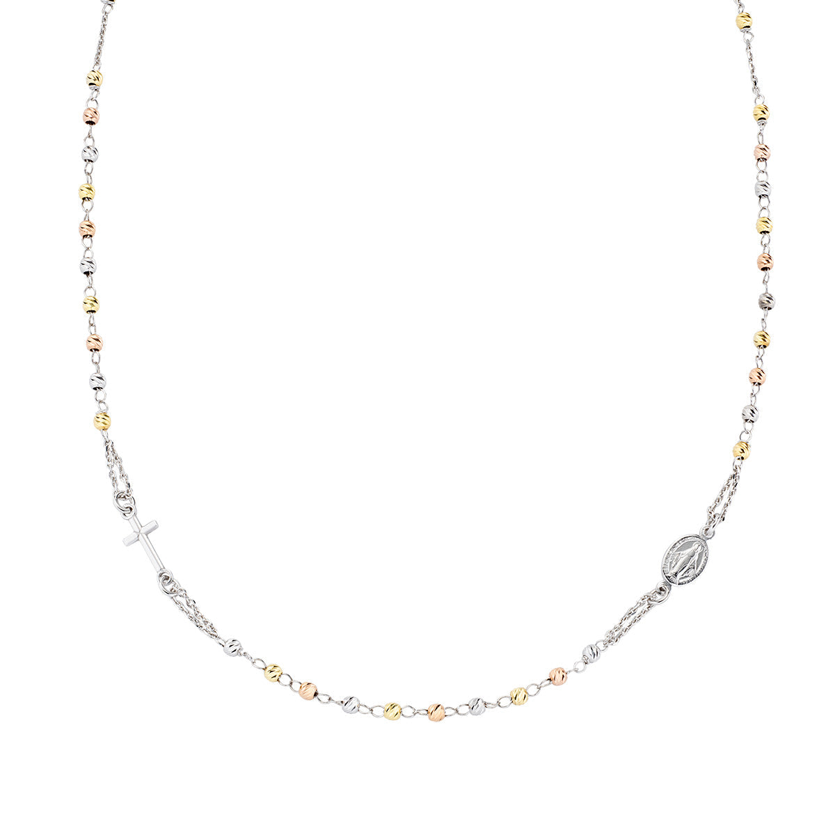 Amen women's rosary necklace in silver CROBBRGD3