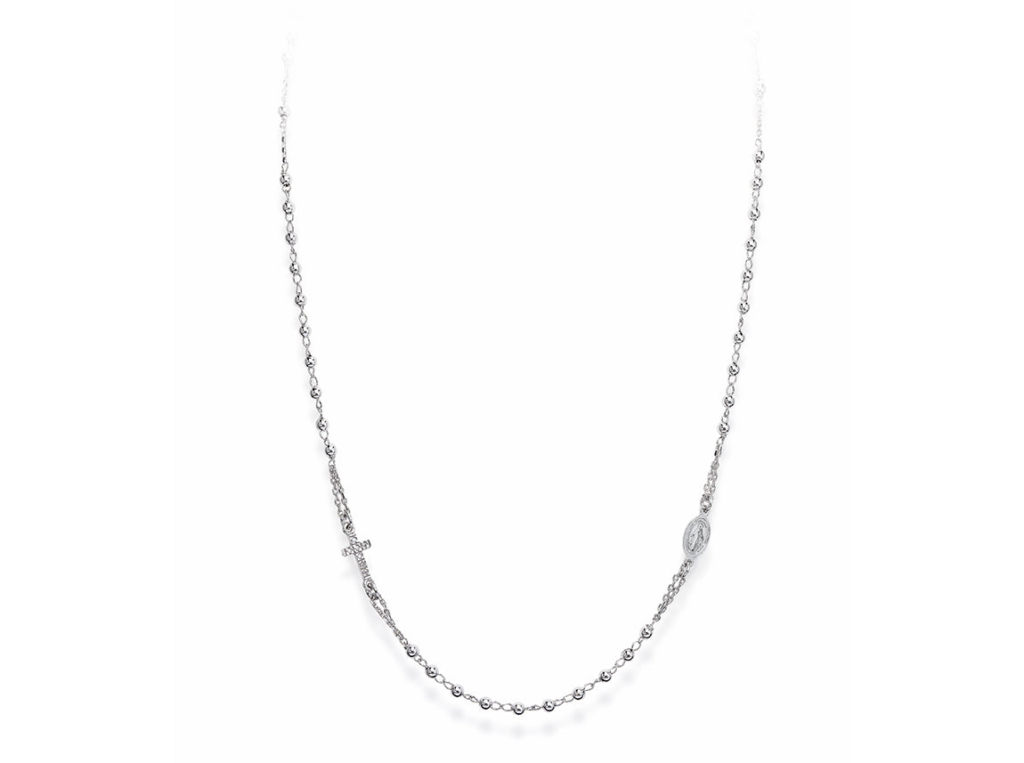 Amen Unisex Silver Rosary Necklace CROBZ3