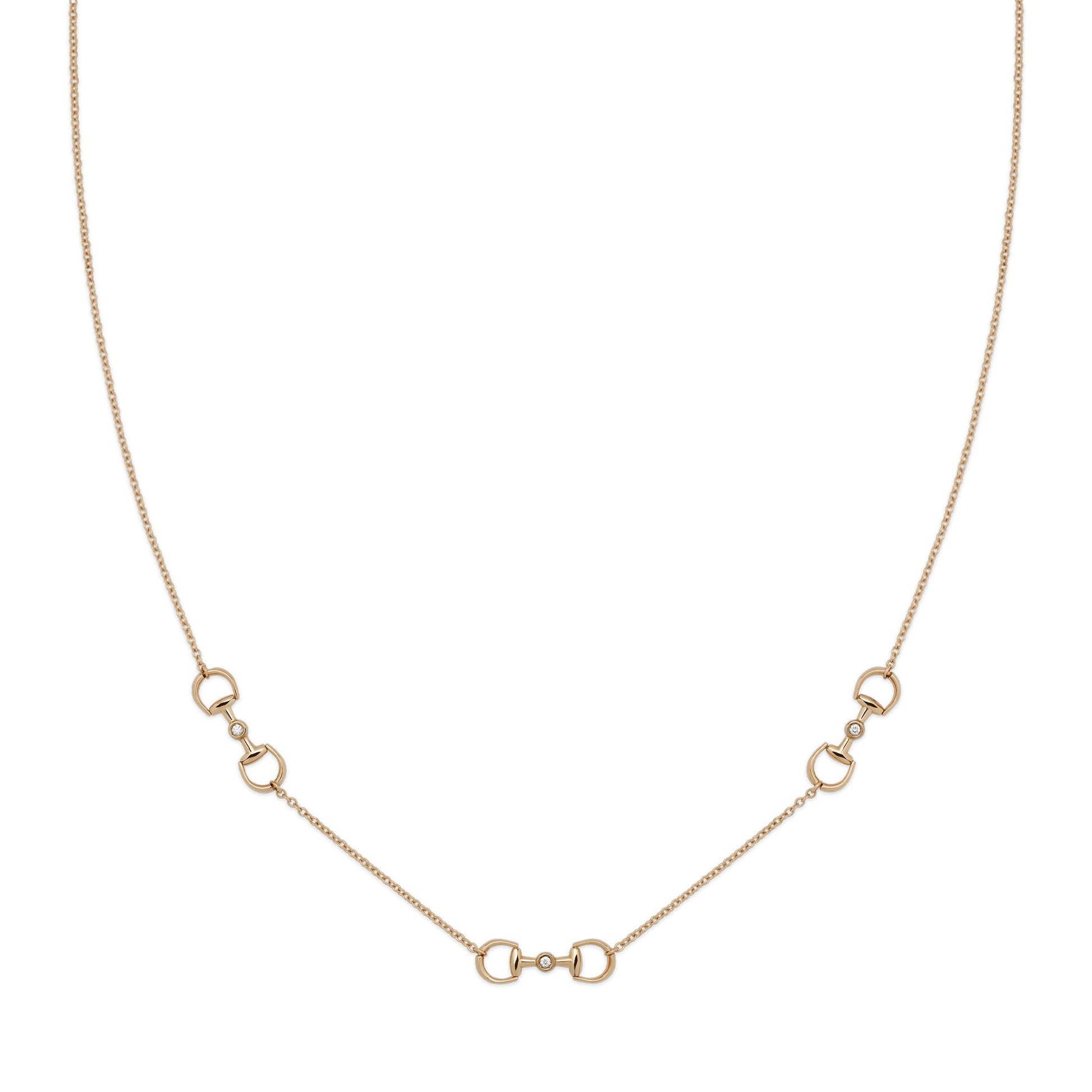 Collana Gucci Horsebit YBB837596001 oro rosa e diamanti