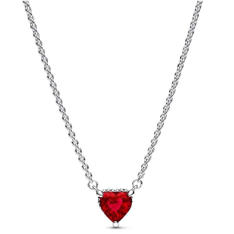 Collana Pendente Cuore Pavé Logo Pandora Argento 925 Lunghezza 45 cm 392542C01-45