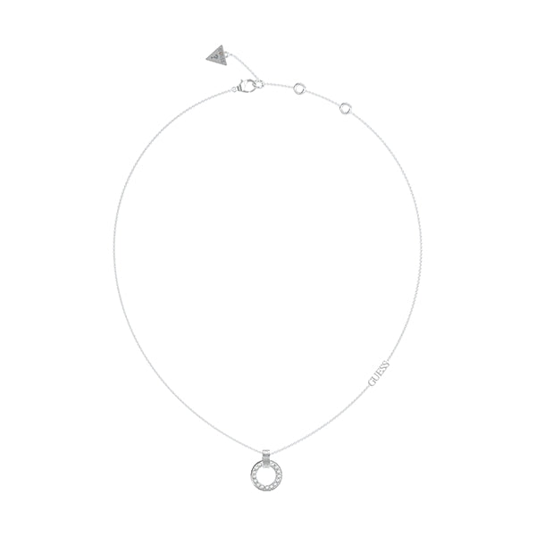 Collana Pendente Guess Circle Lights Acciaio Silver Zirconi