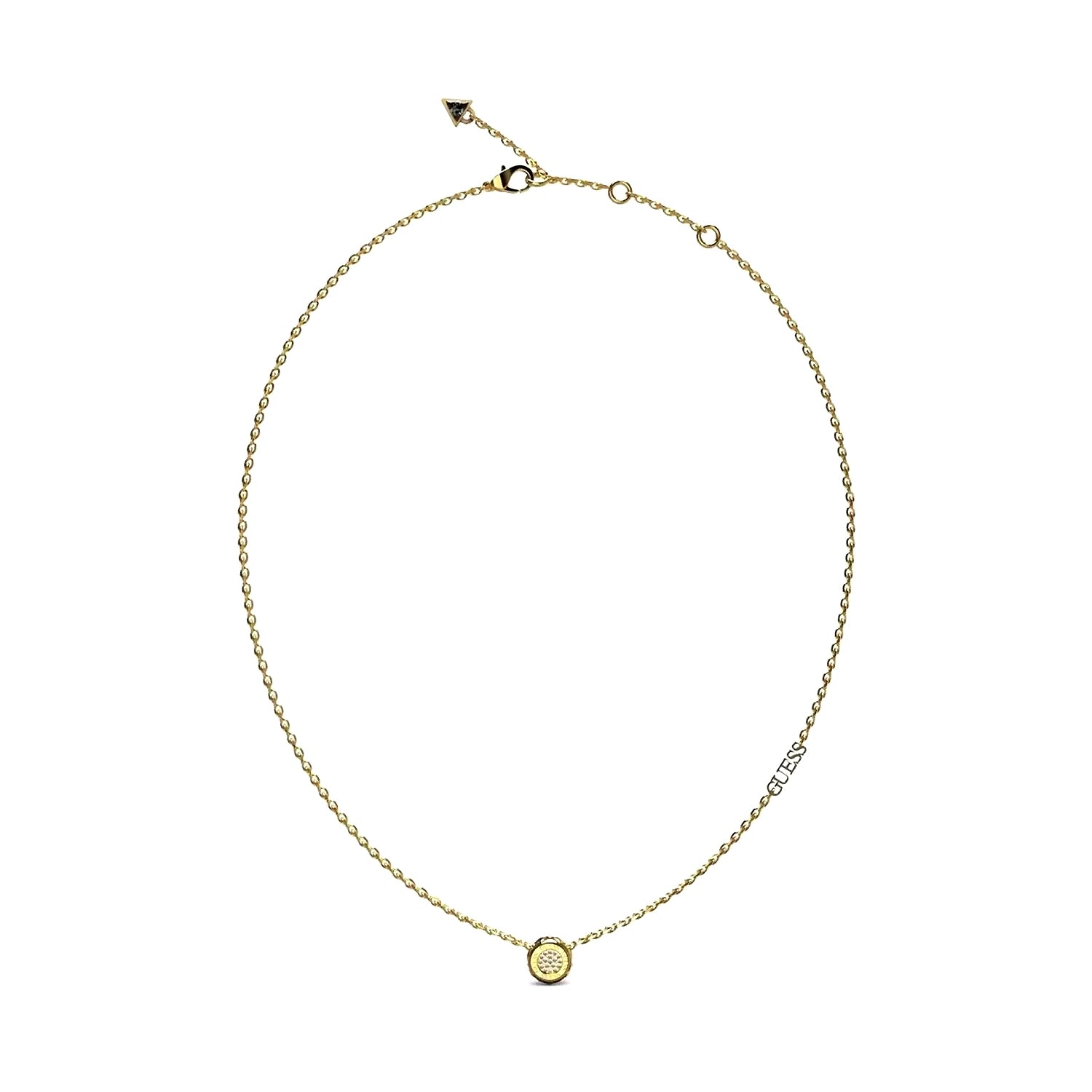 Guess Logo Triangle Pendant Necklace Yellow Gold JUBN04593JWYGT-U