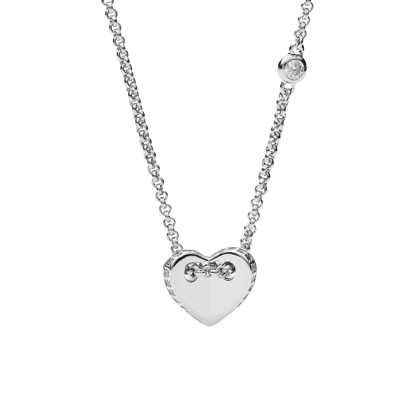 Collana Pendente Tubolare Logo Fossil Acciaio Nero JFS00425040